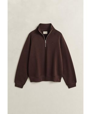 GANT Embroidered Half-Zip Sweatshirt Deep - Brown