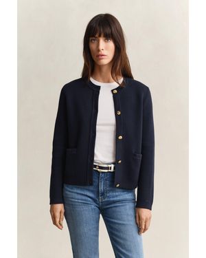 GANT Knitted Cotton Jacket Evening - Blue