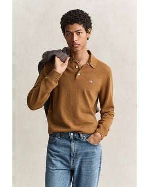 GANT Superfine Lambswool Polo Jumper - Blue