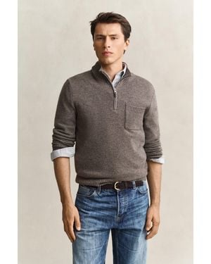 GANT Cashmere Half-Zip Jumper - Grey