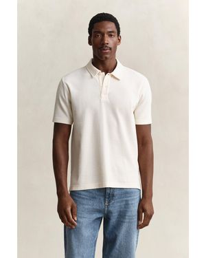GANT Waffle Texture Polo Shirt Cream - Natural