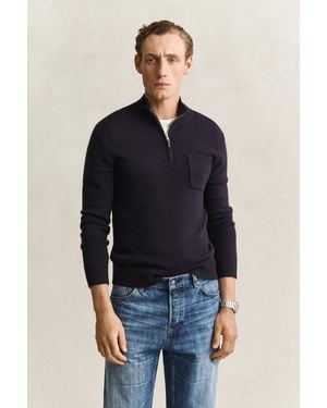 GANT Cashmere Half-Zip Jumper Evening - Blue