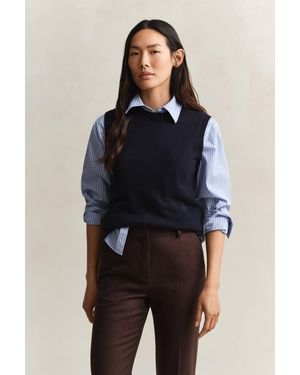 GANT Knitted Wool Vest Evening - Blue
