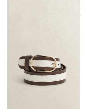 GANT Striped Leather Belt Weathered - Natural