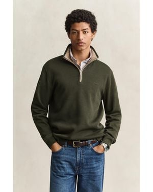 GANT Sacker Rib Half-Zip Sweatshirt Dark Moss - Green