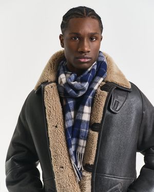 GANT Checked Wool Scarf Persian - Grey