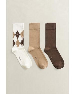 GANT 3-Pack Argyle Socks Cream - Natural