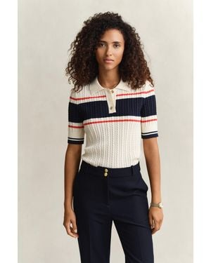 GANT Cotton Short Sleeve Rugger Cream - Blue