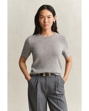 GANT Cashmere Short Sleeve Jumper Melange - Grey