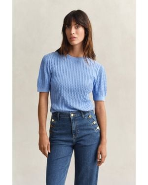GANT Cotton Short Sleeve Jumper - Blue