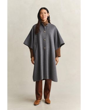 GANT Handstitched Cape Coat Charcoal Melange - Grey
