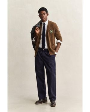 GANT X Yale Brushed Wool Cardigan - Blue