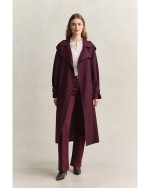GANT Wool Blend Trench Coat - Red
