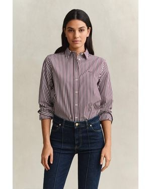 GANT Classic Regular Striped Poplin Shirt - Purple