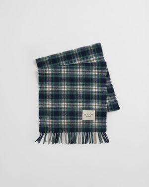 GANT Tartan Cashmere Blend Scarf - Blue