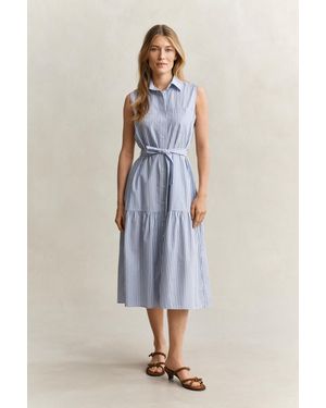 GANT Sleeveless Striped Cotton Dress - Blue