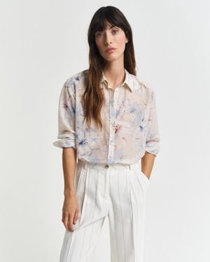 GANT Relaxed Fit Floral Print Cotton Silk Shirt - Multicolour