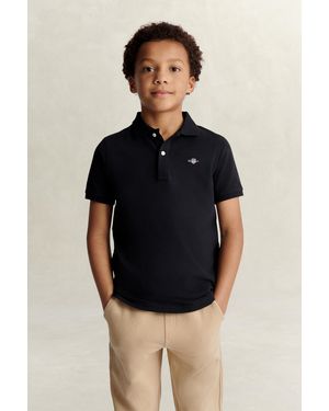 GANT Teens Shield Piqué Polo Shirt - Black