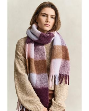 GANT Checked Alpaca Wool Scarf - Purple
