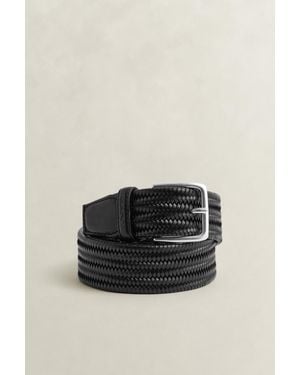 GANT Braided Elastic Leather Belt - Black