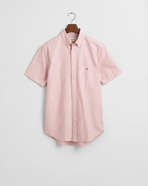 GANT Regular Fit Striped Classic Oxford Short Sleeve Shirt - Pink