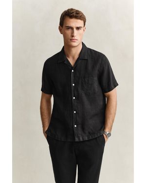 GANT Short Sleeve Linen Shirt - Black