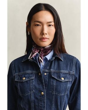 GANT Monogram Print Silk Scarf - Blue