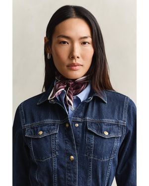 GANT Monogram Print Silk Scarf - Blue