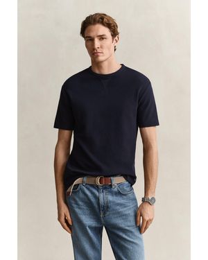 GANT Textured T-Shirt Evening - Blue