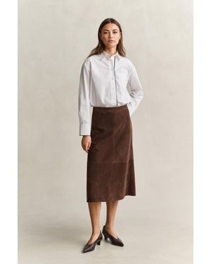 GANT Flared Suede Skirt Deep - Natural
