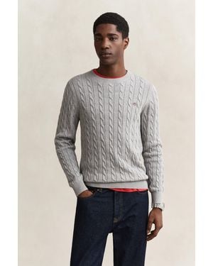 GANT Classic Cable Knit Jumper Melange - Grey