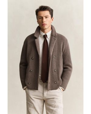 GANT Knitted Blazer Cardigan - Brown