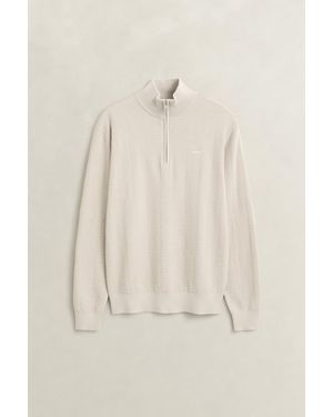 GANT Herringbone Half-Zip Jumper - Natural
