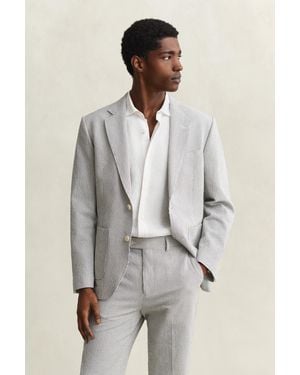 GANT Seersucker Suit Jacket Eggshell - Grey