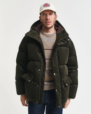 GANT Corduroy Down Puffer Jacket Dark Moss - Black