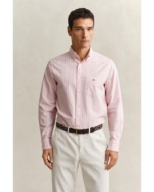 GANT Striped Classic Oxford Shirt - Pink