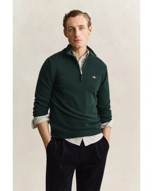 GANT Lambswool Half-Zip Jumper Tartan - Blue
