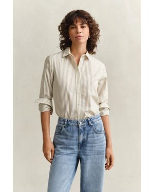 GANT Classic Regular Striped Poplin Shirt - Blue
