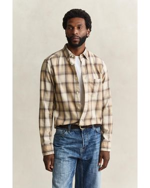 GANT Checked Windblown Flannel Shirt Dry Sand - Blue