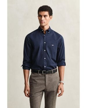 GANT Regular Fit Short Sleeve Poplin Shirt - Blue