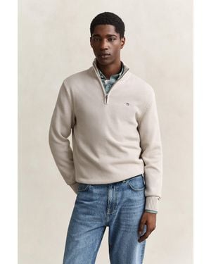 GANT Casual Cotton Half-Zip Jumper - Natural