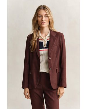 GANT Linen Stretch Blazer - Brown