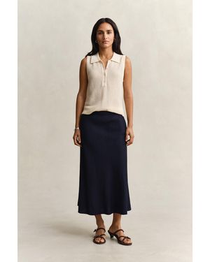 GANT Flared Linen Blend Skirt Evening - Blue