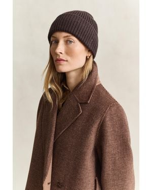 GANT Ribbed Wool Cashmere Blend Beanie Deep - Brown