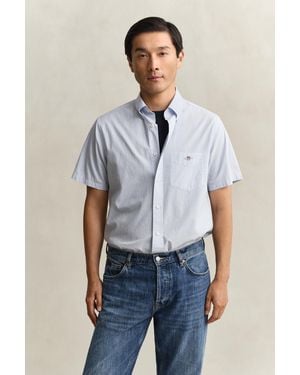 GANT Gingham Classic Poplin Short Sleeve Shirt - Blue