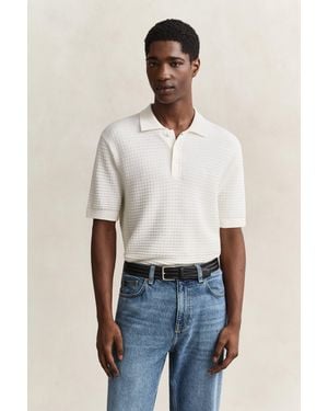 GANT Textured Polo Jumper Eggshell - Blue
