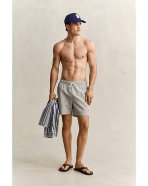GANT Striped Seersucker Swim Shorts - Natural