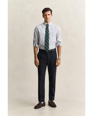 GANT Tapered Wool Flannel Trousers Evening - Natural