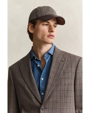 GANT Leather Visor Checked Wool Cap - Black
