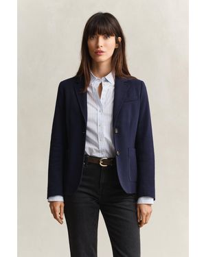 GANT Slim Fit Piqué Blazer - Blue